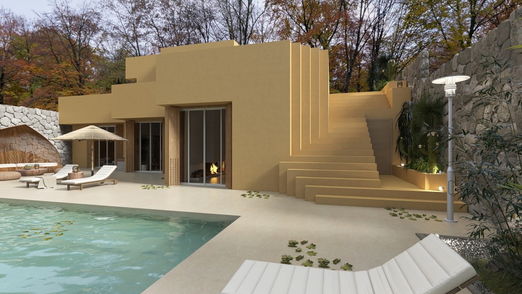 Modern La casa albero Yellow 3d design renderings