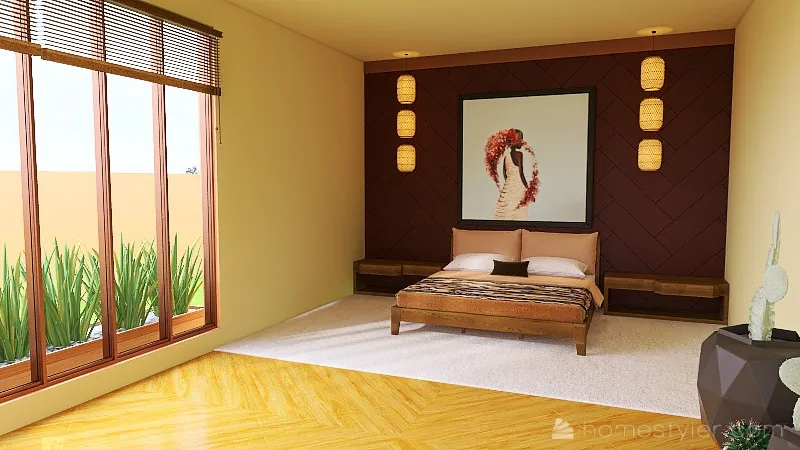 Master Bedroom L 3d design renderings