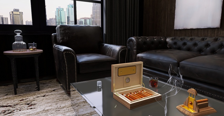 Cigar Lounge & Bar 3d design renderings