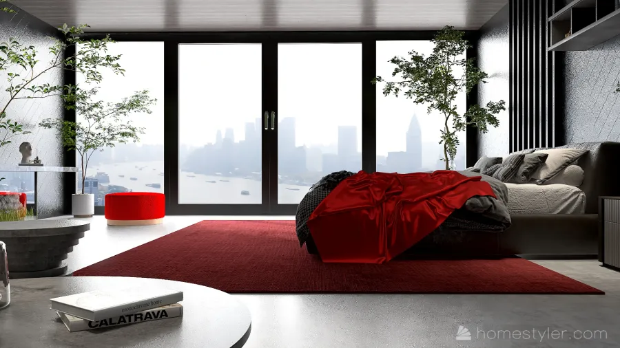 Black in Red 3d design renderings
