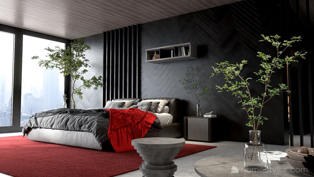 Black in Red 3d design renderings