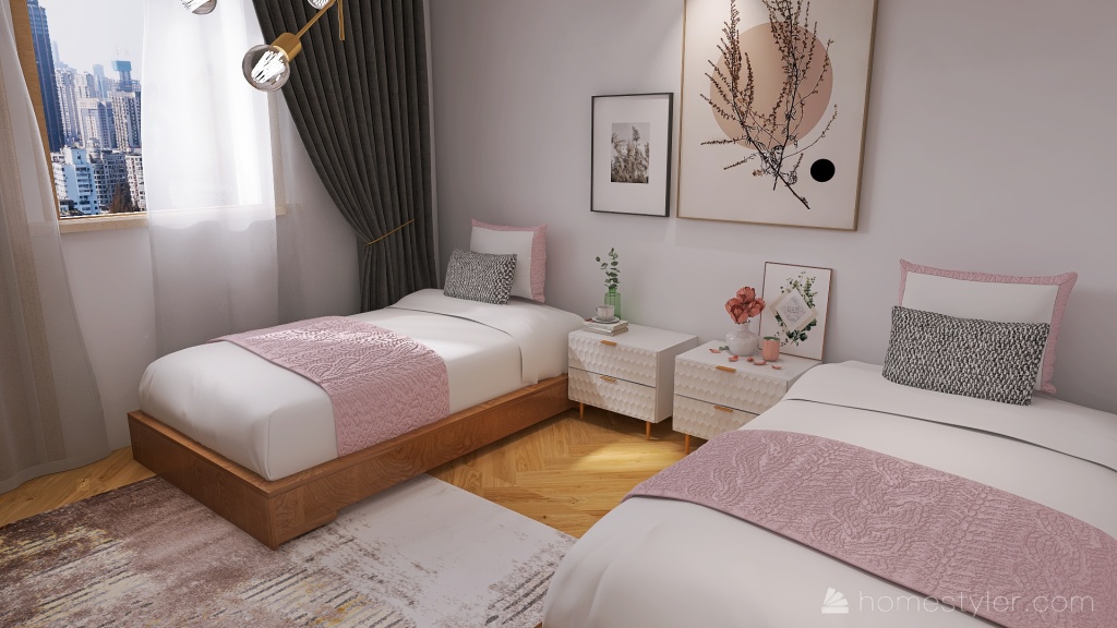 Sisters room 3d design renderings