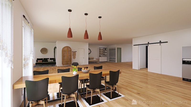 Bohemian Style Family Home 3d design renderings