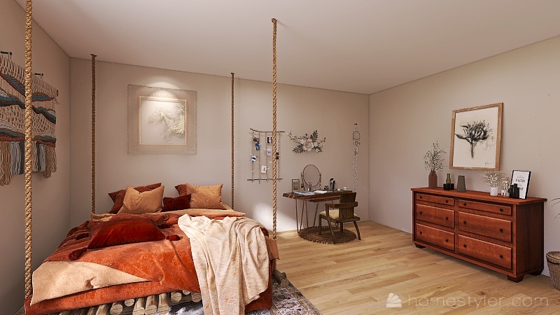 Bohemian Style Family Home 3d design renderings