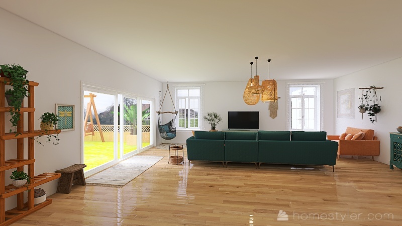 Bohemian Style Family Home 3d design renderings