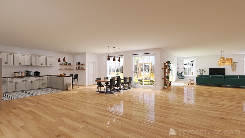 Bohemian Style Family Home 3d design renderings