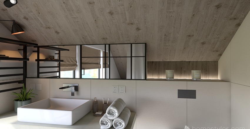 Bathroom under the roof 3d design renderings