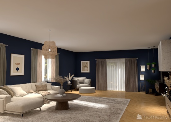 Wohnzimmer Modern-Japandi Design Rendering