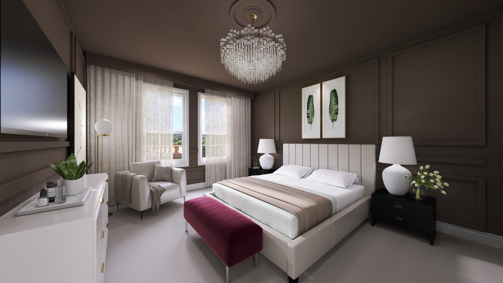 Moody Master Bedroom 3d design renderings