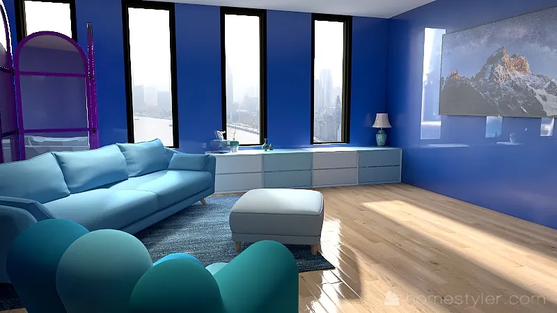 blue 3d design renderings