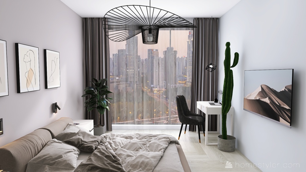 Спальня в Москва-Сити 3d design renderings