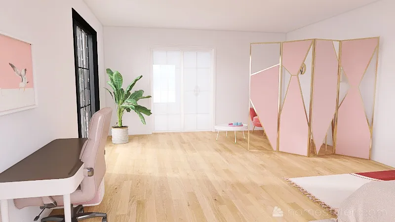 Pink Bedroom 3d design renderings