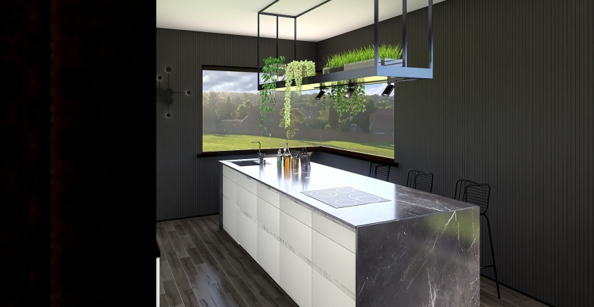 Dark but cozy home 3d design renderings