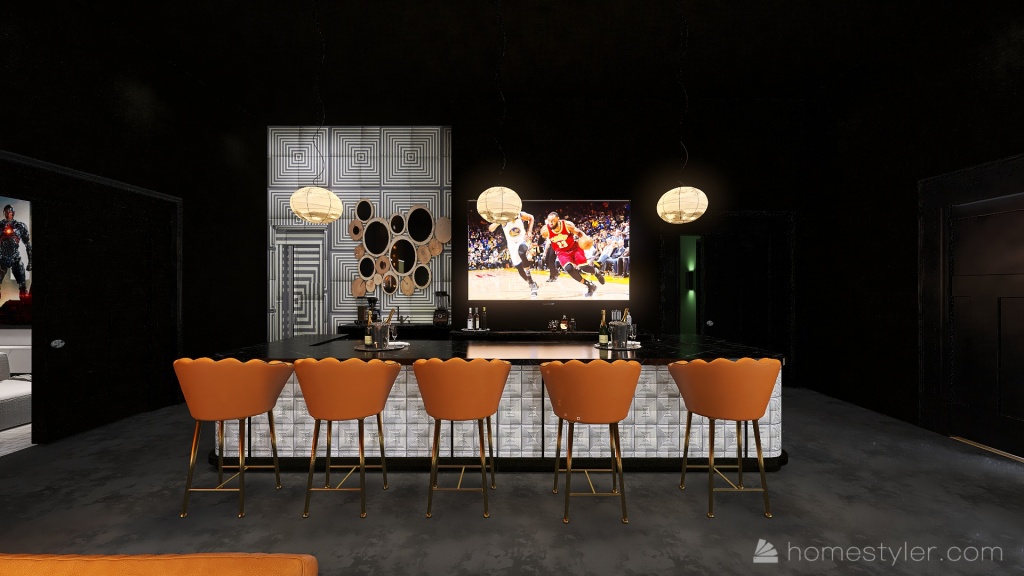 Club Room 3d design renderings