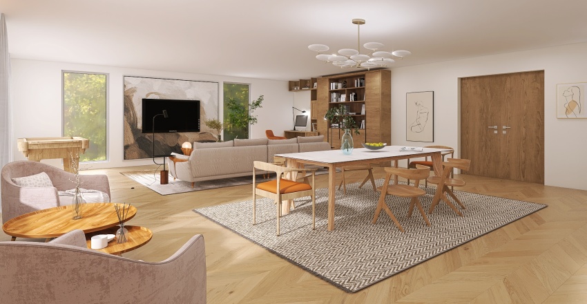Kitchen / Family Room 3d design renderings