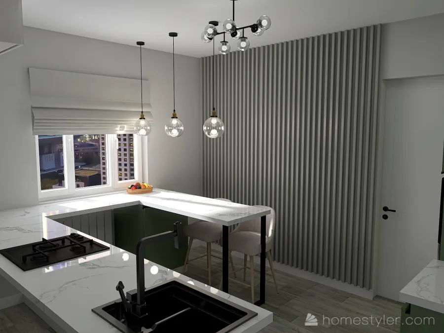 Kitchen and hallway I Кухня, прихожая Юлии 3d design renderings
