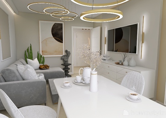 Gold & White Apartment Design Rendering