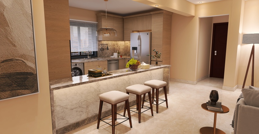 reception & kitchen 3d design renderings