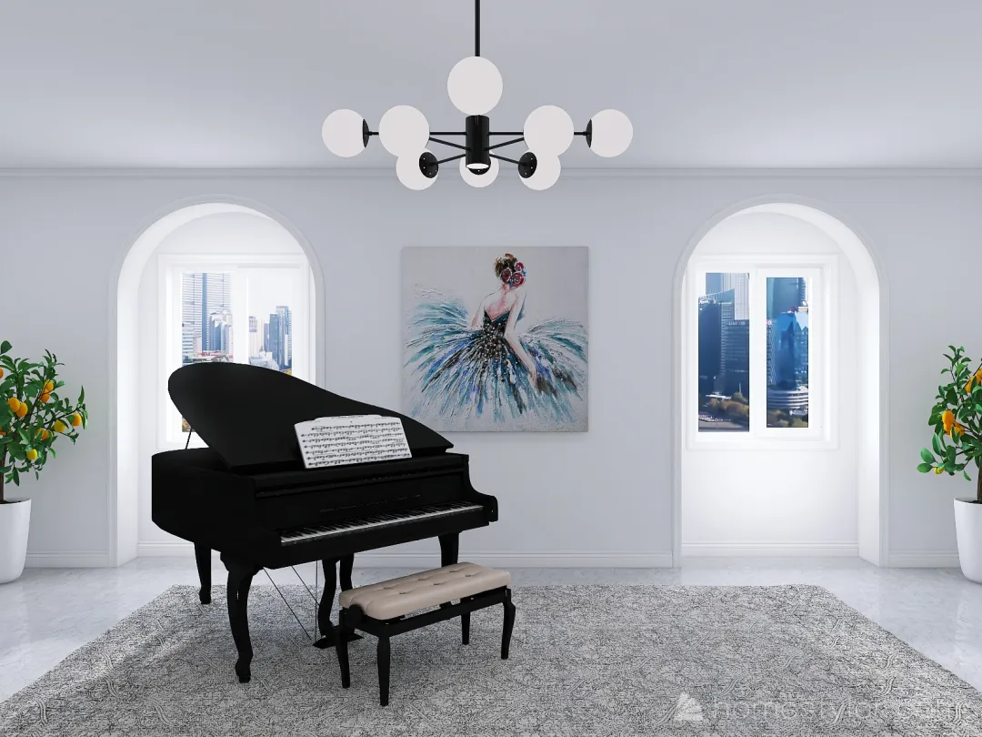 PIANO ROOM 3d design renderings