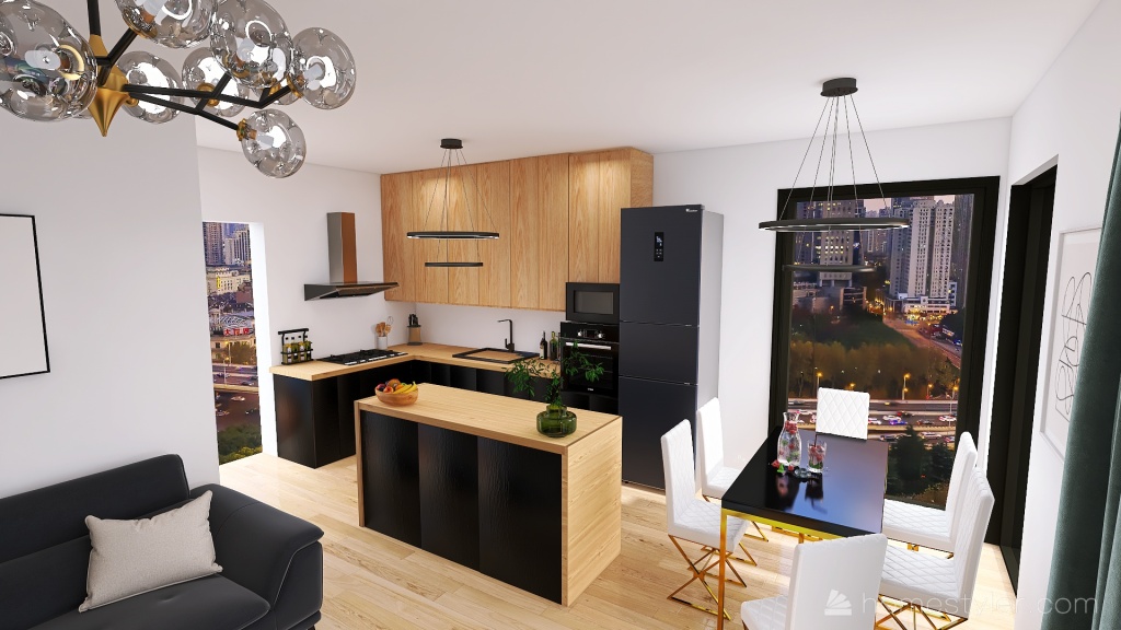 Kuchnia z salonem 3d design renderings