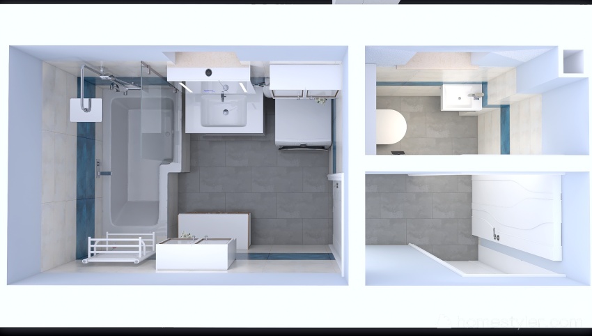 Family Bathroom - Blue&beige 3d design picture 9.16