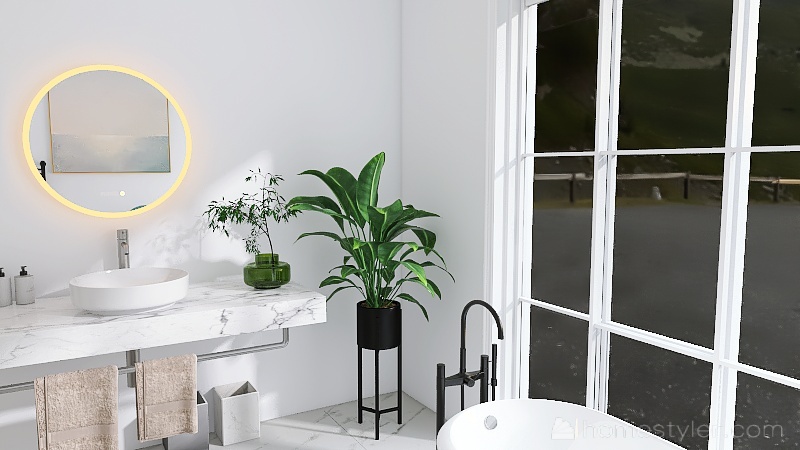 Modern Minimalist room and en suite 3d design renderings