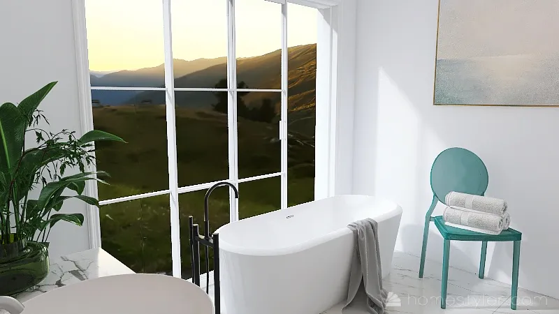 Modern Minimalist room and en suite 3d design renderings
