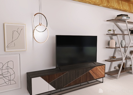 Whity Living room  Design Rendering