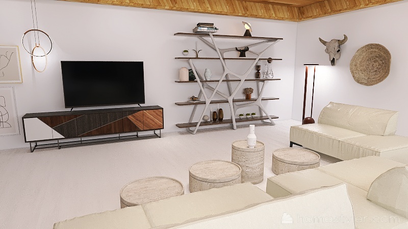 Whity Living room 3d design renderings