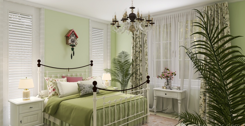 Спальня  в стиле прованс #Bedroom 3d design renderings