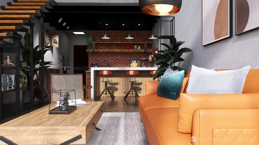 13 Industrial Loft Apartment 3d design renderings