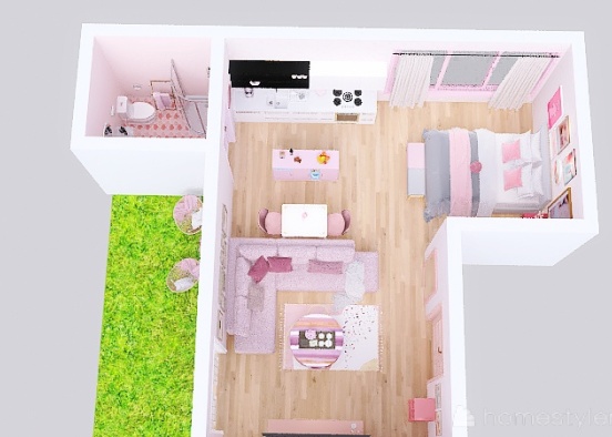 PINK - a tiny apartment Design Rendering