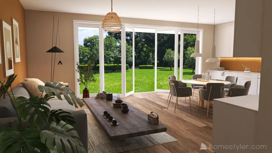Modern Bohemian home 3d design renderings