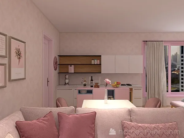 PINK - a tiny apartment 3d design renderings