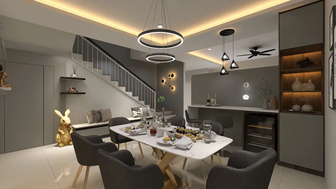 16042022  Double Storey House (Living) 3d design renderings