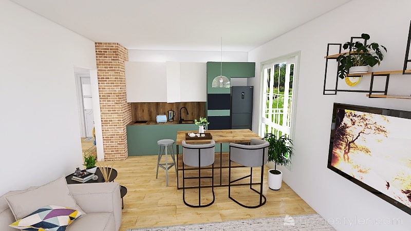 Living - new table, shelves 2 option 3d design renderings