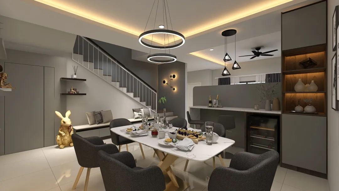 22042022  Double Storey House (Living) 3d design renderings
