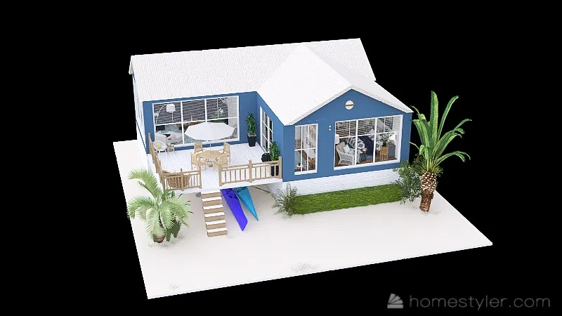 Blue & White Classic Beach House 3d design picture 415.9