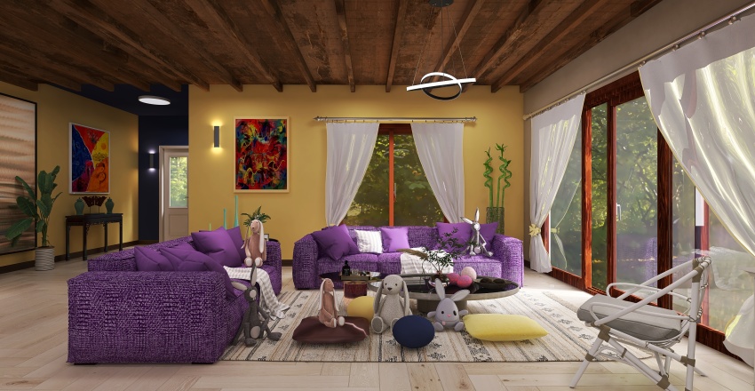 #EasterDayContest - Demo Design_copy. colorful easter day room. 3d design renderings