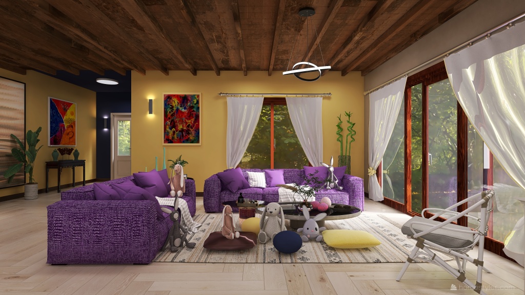 #EasterDayContest - Demo Design_copy. colorful easter day room. 3d design renderings