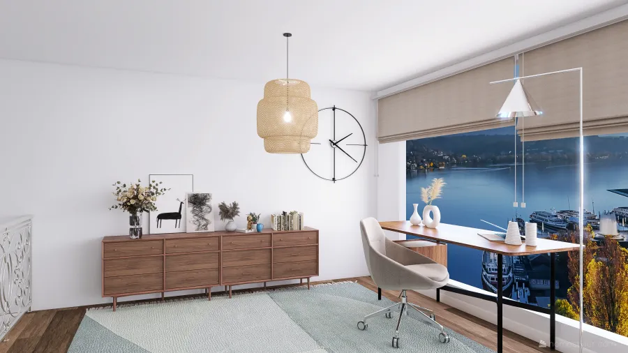 Loft with office 3d design renderings