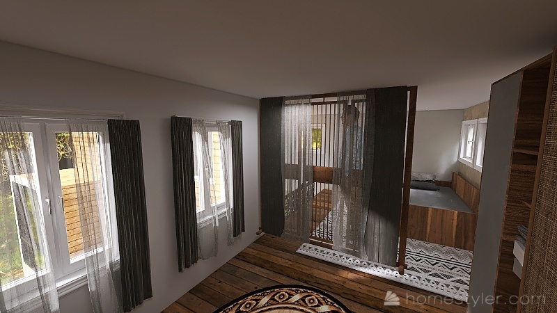 320 square feet with loft... 9x40 ＂L＂ shaped 3d design renderings