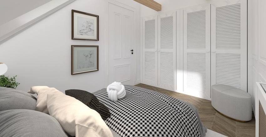 Attic bedroom 3d design renderings