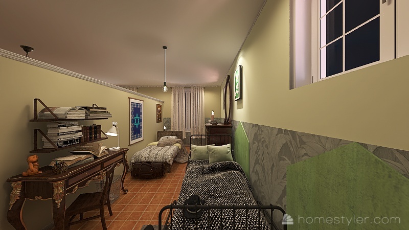 room Otto Edith e Margot / stanza Anna e Fritz Pfeffer 3d design renderings