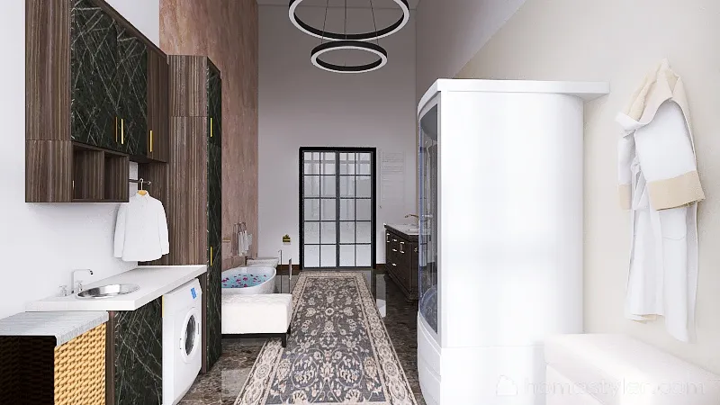 Beige Bathroom 3d design renderings