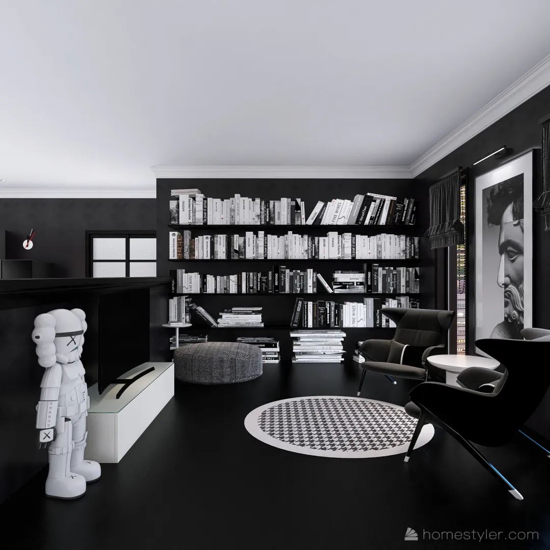 Black&White Modern apartment 3d design renderings