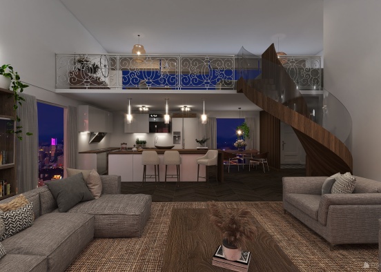 A loft apartment with a view Design Rendering