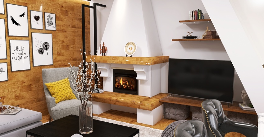 Living Room and Kitchen Makeover 3d design renderings