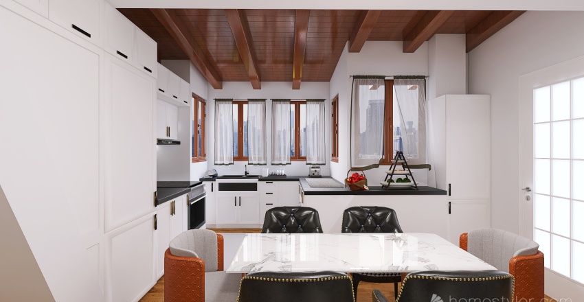 Living Room and Kitchen Makeover 3d design renderings