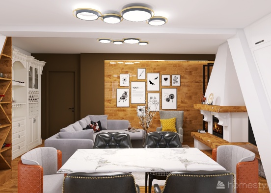 Living Room and Kitchen Makeover Design Rendering